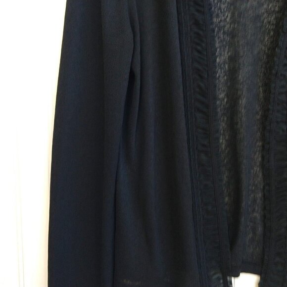 Vintage 90's Express Black Open Front Cardigan Size L Goth Witchy Pleated Lace - Picture 5 of 12